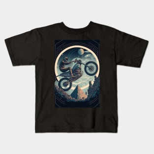 Dirt bike magical astronomical sphere blue sky Kids T-Shirt